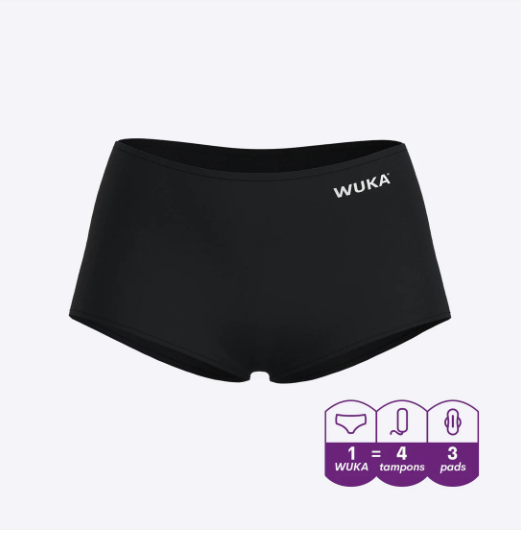 DUMMY - WUKA adolescente Stretch™ Boxer Short talle medio flujo abundante Negro - 2XS-S